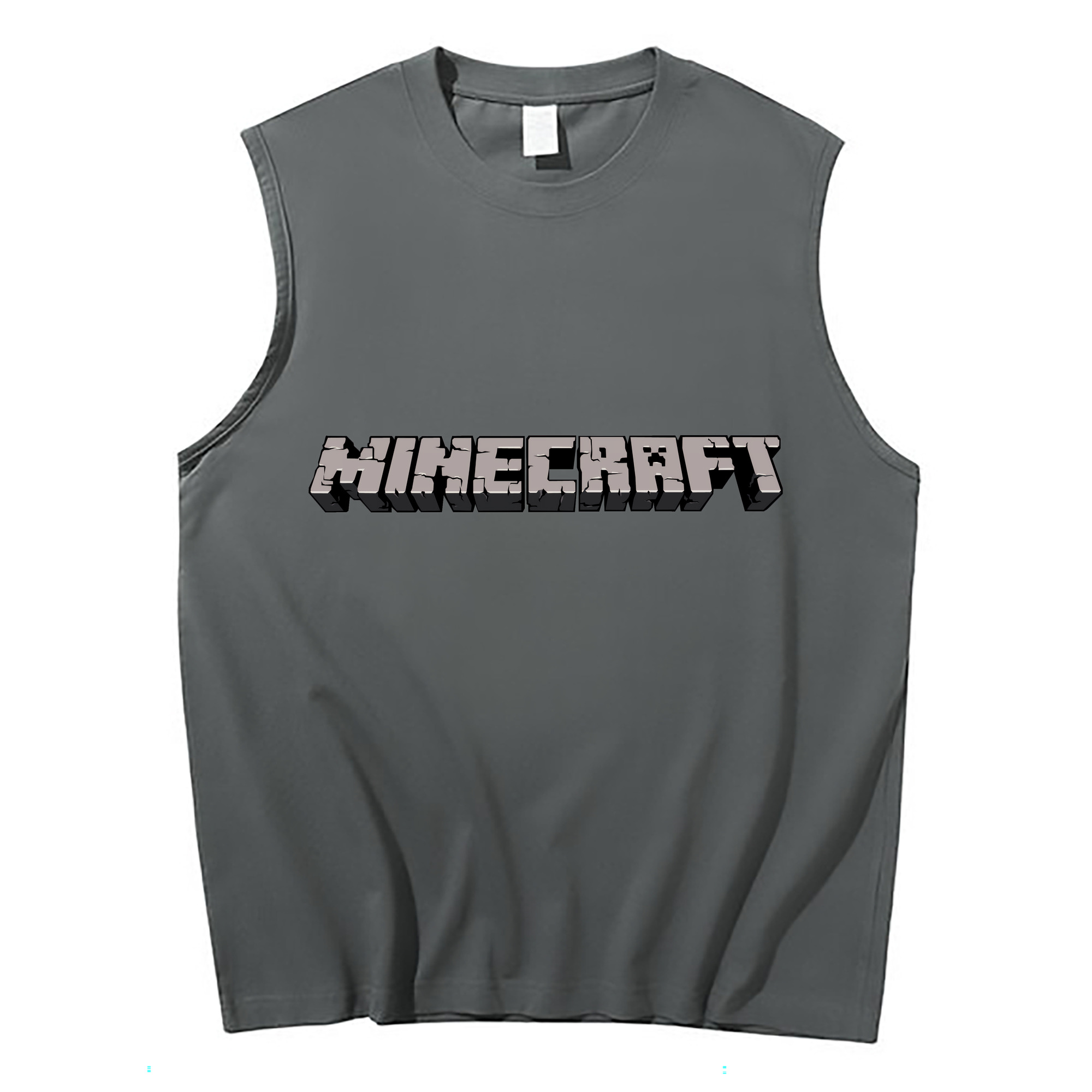 （画像用） マインクラフト ブロックの世界 Minecraft MC Block world コットン100％タンクトップ（フロントプリント）